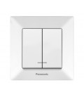 Выключатель Panasonic Arkedia Slim двухклавишный с подсветкой, белый
