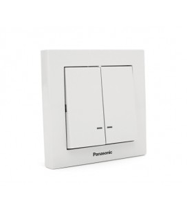 Выключатель Panasonic Karre Plus 55 двухклавишный с подсветкой, белый