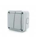 Выключатель двойной наружного монтажа, водонепроницаемый, IP66, AC:110-250V, 10A, White