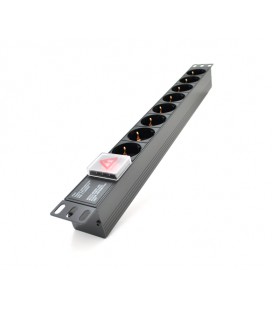 Удлинитель PiPo на 8 розеток с выключателем, 220В, немецкий тип, 1U 19 ', алюминиевый корпус, черный, ( без кабеля питания) Q25