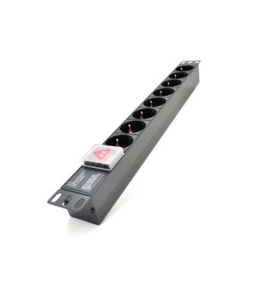 Удлинитель PiPo на 8 розеток с выключателем, 220В, немецкий тип, 1U 19 ', алюминиевый корпус, черный, ( без кабеля питания) Q25