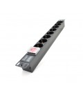 Удлинитель PiPo на 8 розеток с выключателем, 220В, немецкий тип, 1U 19 ', алюминиевый корпус, черный, ( без кабеля питания) Q25