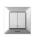 Выключатель Panasonic Arkedia Slim двухклавишный, серебряный