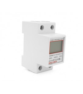 Однофазный электронный счетчик на DIN-рейку, 80А, 220V, LCD + подсветка, отображение V, A, kW (35х65х78мм)