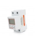 Однофазный электронный счетчик на DIN-рейку, 220V, LCD + подсветка, отображение V, A, kW (35х65х78мм)