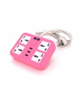 Сетевой фильтр ТВ-Т15, 4 розетки + 3 USB, с переключателем, 2 м, сечение 3х0,75мм, 2500W, Pink, Box