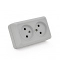 Розетка двойная без заземления наружного монтажа O0102, белая, Q14
