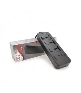 Сетевой фильтр ТВ-Т14, 3 розетки + 3 USB, с переключателем на каждую розетку, 2 м, сечение 3х0,75мм, 2500W, Black, Box