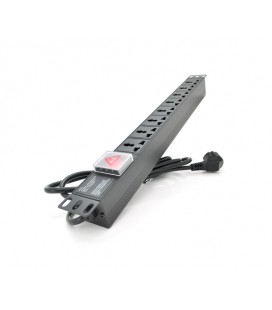 Удлинитель PiPo на 8 розеток с выключателем, 220В, 1U 19 ', алюминиевый корпус, черный длина кабеля 1,8 м, Q25