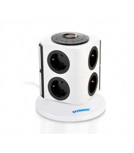 Сетевой фильтр SAFEMORE настольный, на 8 розеток, 10A, 220-250V, 2500W, 2м, White