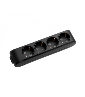 Колодка Panasonic X-tendia с заземлением 4 гнезда, с защитными шторками, чорная