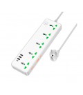 Сетевой фильтр HOCO AC13A на 5 розеток + 3 USB+ USB-C, 17W, 220В, кабель 1,5м, White, Box