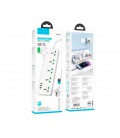 Сетевой фильтр HOCO AC13A на 5 розеток + 3 USB+ USB-C, 17W, 220В, кабель 1,5м, White, Box
