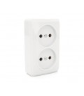 Розетка двойная без заземления наружного монтажа, белая, Q24