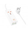 Сетевой фильтр HOCO AC10A на 1 розетку + 2 USB+ 2 USB-C, 65W, кабель 1,5м, 220В, White, Box