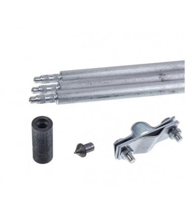 Комплект заземления под насадку SDS-max, оцинкованная сталь ( Шпилька 1.5м D20 1 шт ,Шпильки 1.5м D20 4шт, Насадка ударная ,Наса