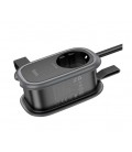 Сетевой фильтр HOCO NS7 на 1 розетку + 2 USB+ USB-C, 20W, кабель 1.1м, 220В, Black, Box