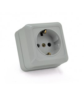 Розетка с заземлением наружного монтажа O0028, White, Q16