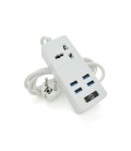Сетевой фильтр ТВ-Т06, 1 розетка + 4 USB, 2 м, сечение 3х0,75мм, 2500W, White, Box
