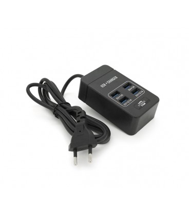 Сетевой фильтр ТВ-Т05, 4 USB, 1.5 м, сечение 3х0,5мм, 2.1А, Black, Box