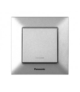 Выключатель Panasonic Arkedia Slim одноклавишный с подсветкой, серебряный