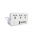 Сетевой фильтр ТВ-Т09, 3 розетки + 6 USB, 2 м, сечение 3х0,75мм, 3000W, White-grey, Box