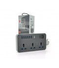 Сетевой фильтр ТВ-Т09, 3 розетки + 6 USB, 2 м, сечение 3х0,75мм, 3000W, Black-grey, Box