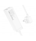 Сетевой фильтр HOCO AC9A на 1 розетку + 2 USB+USB-C, 30W, 220В, кабель 1,5м, White, Box