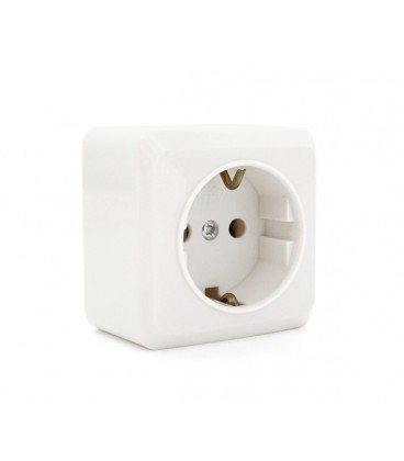 Розетка с заземлением накладная для наружного монтажа, Beige, Q30