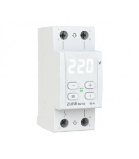 Защитное реле напряжения однофазное D2-50 на DIN-рейку, 50А, 11000ВА, 120-280В, двухмодульное с индикатором напряжения (Белый)