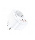 Сетевой фильтр HOCO NS3 на 1 розетка + 2 USB + USB-C, 20W, 220В, White