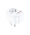 Сетевой фильтр HOCO NS3 на 1 розетка + 2 USB + USB-C, 20W, 220В, White