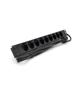 Удлинитель Ritar на 9 розеток, 220В, немецкий тип, 1U 19 ', алюминиевый корпус, черный длина кабеля 1,8 м, Q25