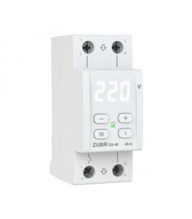 Защитное реле напряжения однофазное D2-40 на DIN-рейку, 40А, 8800ВА, 120-280В, двухмодульное с индикатором напряжения (Белый)