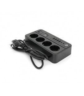 Сетевой фильтр с защитой от перенапряжения G13H, 3000W, 4 Socket + 4 USB 3,2А + 2 Type-C + таймер, 2м, Black, Box