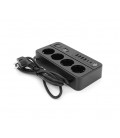 Сетевой фильтр с защитой от перенапряжения G13H, 3000W, 4 Socket + 4 USB 3,2А + 2 Type-C + таймер, 2м, Black, Box
