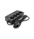Сетевой фильтр с защитой от перенапряжения G13H, 3000W, 4 Socket + 4 USB 3,2А + 2 Type-C + таймер, 2м, Black, Box