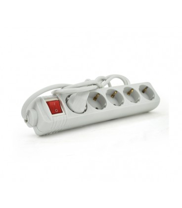 Сетевой удлинитель EUROPOWER EPW515, 220В/10А, 2,5 КВт, 5 розеток, 1,5 м, сечение 3х0,75мм, белый, с переключателем, пакет Q50
