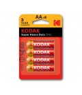 Батарейка солевая KODAK Super Heavy Duty R6, АА, 4шт в блистере, цена за блистер
