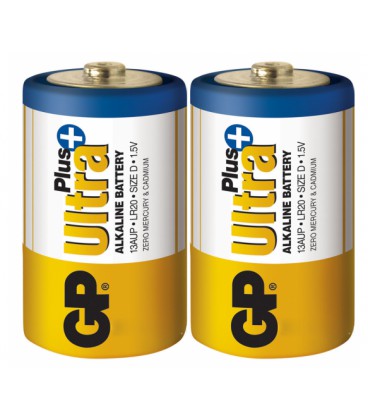 Батарейка GP Ultra Plus 13AUP-S2/LR20 щелочная, 2 шт в вакуумной упаковке, цена за упаковку