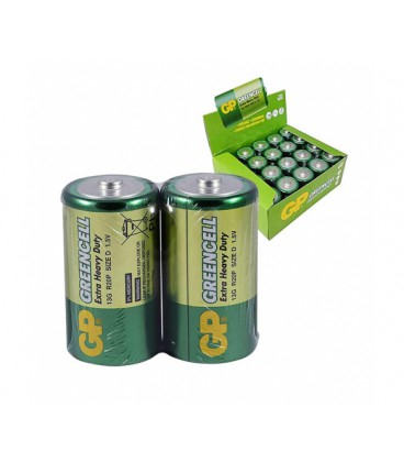 Батарейка GP 13G/R20 солевая, 2 шт в вакуумной упаковке, цена за упаковку