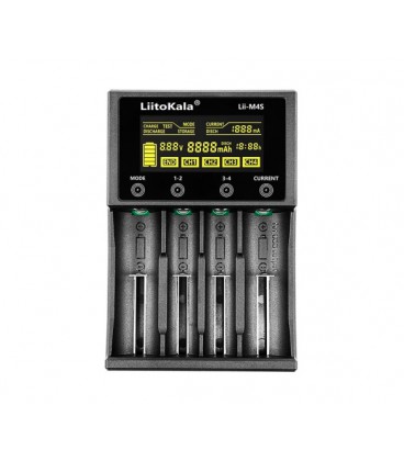 ЗУ универсальное Liitokala Lii-M4S, 4 канала, 5V/Type-C, LED display, поддерживает Li-ion, 3.7V/1.2V AA/AAA 18650/26650/16340/14