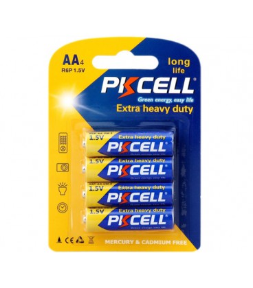 Батарейка солевая PKCELL 1.5V AA/R6, 4 штуки в блистере цена за блистер, Q12/144