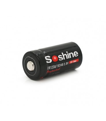 Аккумулятор 16340/CR123 Li-Ion Soshine 16340P-3.0-700 Protected, 700mAh, 3.0V, Black