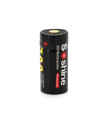 Аккумулятор Soshine RCR123USB 16340/CR123 Li-Ion, microUSB, 700mAh, 2.1A, 4.2/3.7/2.75V, Black