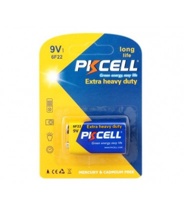 Батарейка солевая PKCELL 9V/6LR61, крона, 1 штука в блистере цена за блистер, Q10