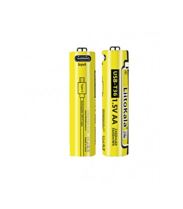 Аккумулятор LiitoKala USB-T36 1.5V/AA 1.5V AA 2400mAh/3600mWh, Li-ion Rechargeable Battery, Type-C, Charging current: 300mAh, це