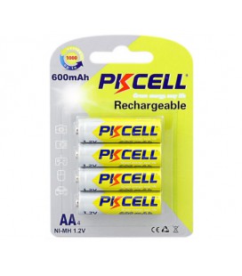 Аккумулятор PKCELL 1.2V AA 600mAh NiMH Rechargeable Battery, 4 штуки в блистере цена за блистер, Q12