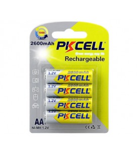 Аккумулятор PKCELL 1.2V AA 2600mAh NiMH Rechargeable Battery, 4 штуки в блистере цена за блистер, Q12