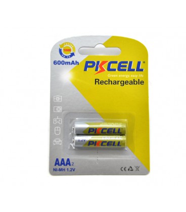 Аккумулятор PKCELL 1.2V AAA 600mAh NiMH Rechargeable Battery, 2 штуки в блистере цена за блистер, Q12